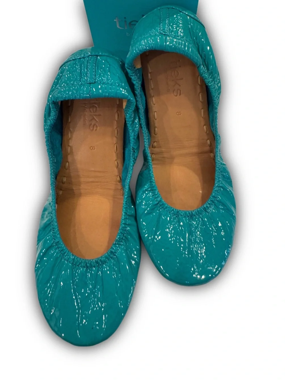 Tieks Blue Patent Flat Shoes